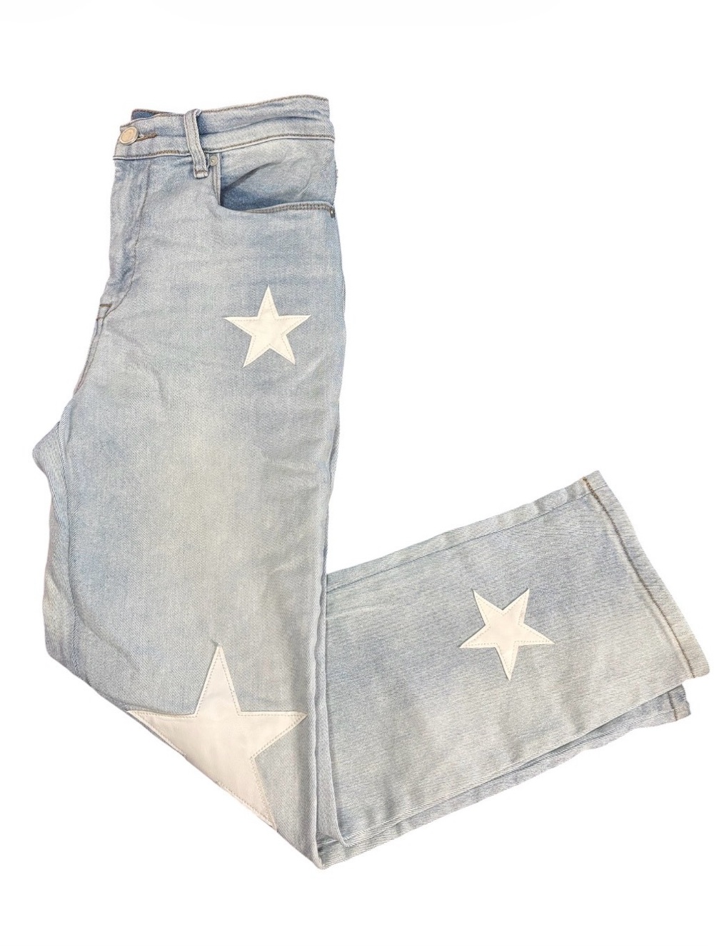 Blank NYC The Madison High Rise Crop Star Patch Jeans Sz 28